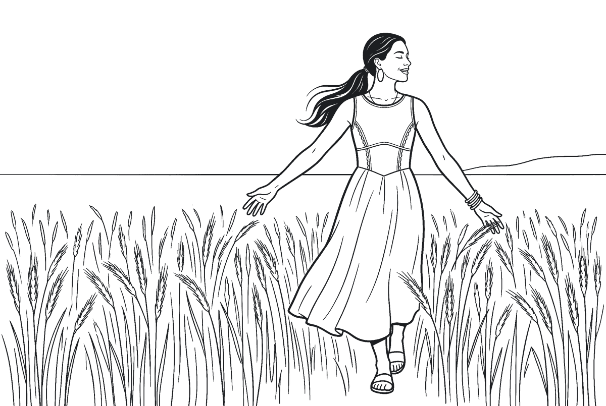 Illustration einer freien Frau mit geöffneten Armen