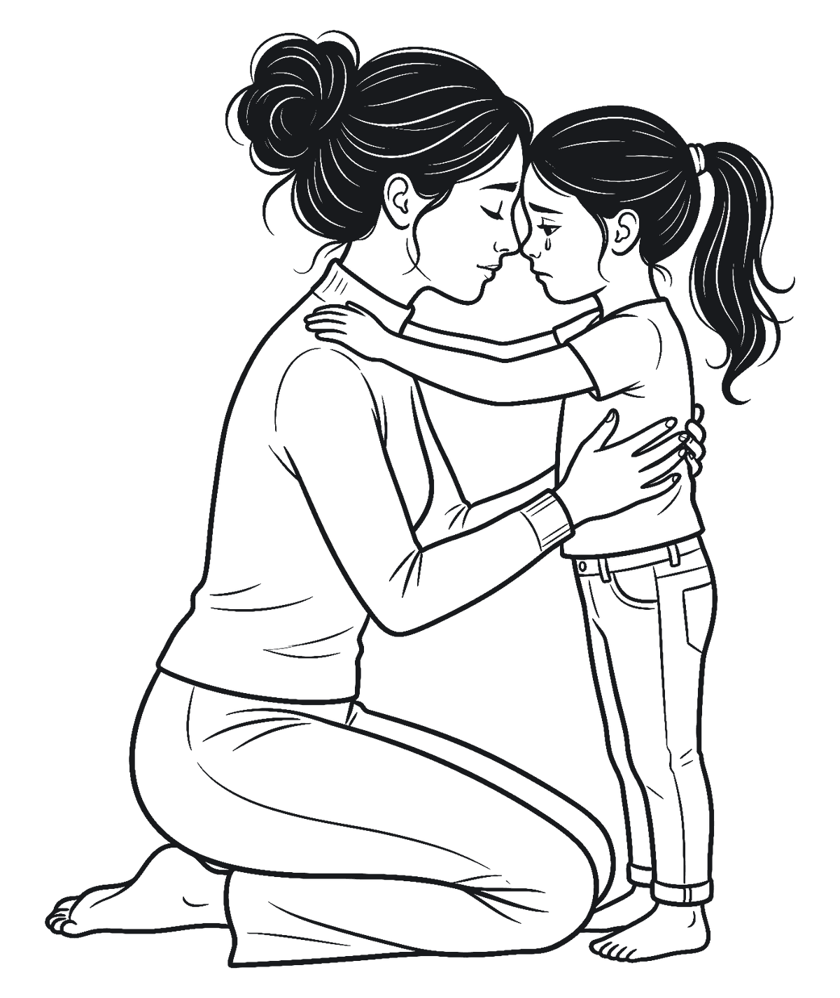 Illustration einer Frau in liebevoller Verbindung mit ihrem Inneren Kind