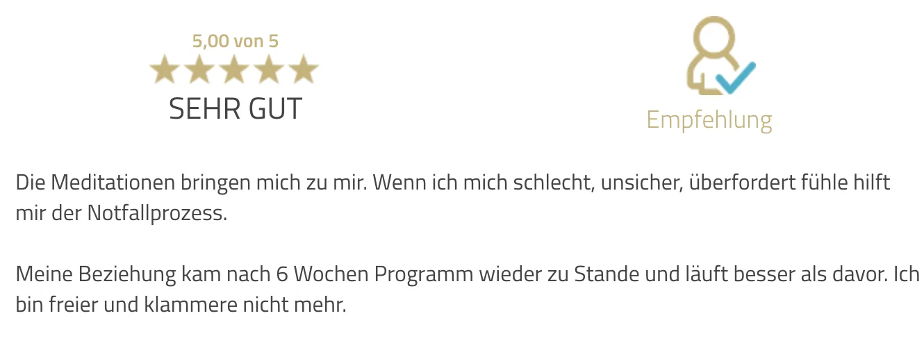 Anonymisiertes Teilnehmerfeedback: Beziehung wieder da