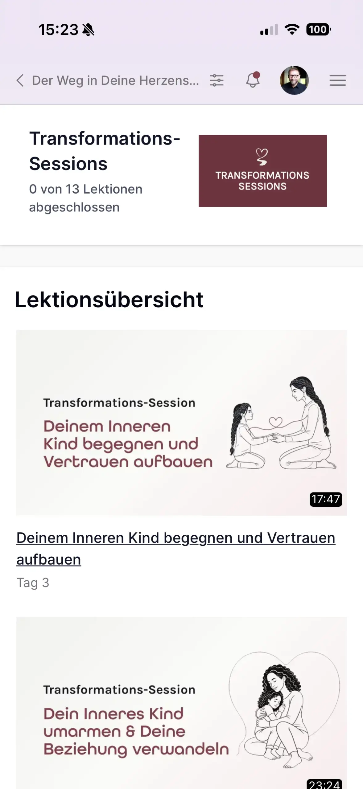 Lektionsübersicht der Transformations-Sessions