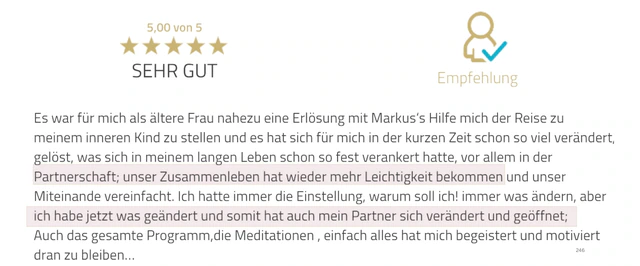 Originalrückmeldung: Unser Zusammenleben wird leichter. Hervorgehoben: unser Zusammenleben hat wieder mehr Leichtigkeit bekommen